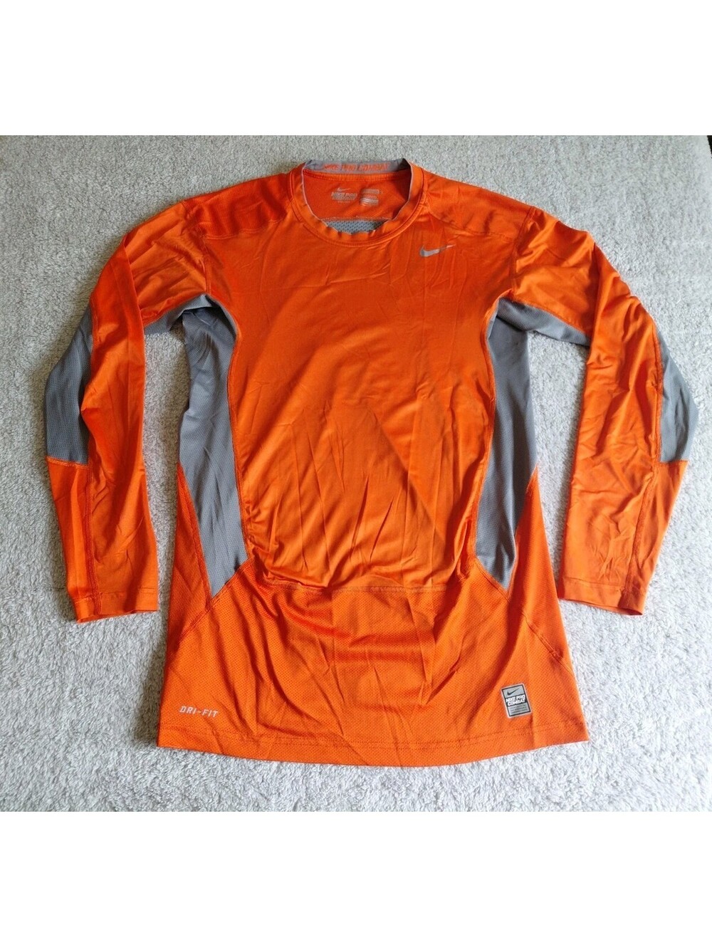 Nike Pro Combat Long Sleeve Compression Shirt Mens 4XL Orange Gray